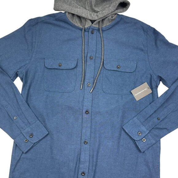 No Boundaries 100% Cotton Flannel Button Down Shirt With Hood Men's Size M 38-40 - Picture 2 of 5
